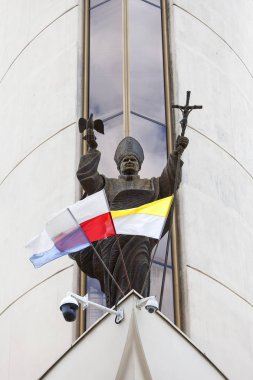 Krakow, Polonya - 30 Haziran 2017: İlahi rahmet Lagiewniki, Papa John Paul II kutsal alan. Sakral karmaşık yaşam ve Saint Faustyna Kowalska etkinliği ile ilgili bir şey.
