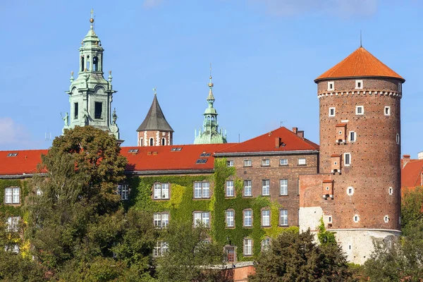 Βασιλικό Κάστρο Wawel Sandomierska Πύργο Στην Ηλιόλουστη Μέρα Κρακοβία Πολωνία — Φωτογραφία Αρχείου