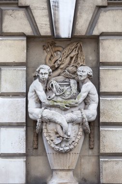 Somerset House Covent Garden, kabartma üzerinde cephe, zaferdi, London, Büyük Britanya bölgesinde Bina ıhh. Muhteşem bina birçok kültürel ve sanatsal kuruluş için bir yer