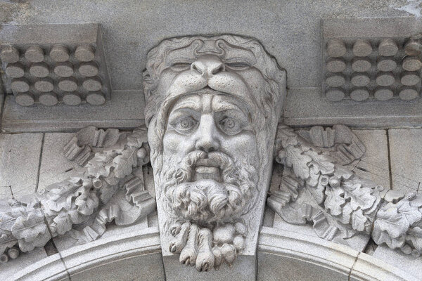 Neoclassical building Somerset House in the district Covent Garden, relief on facade, London, United Kingdom. The magnificent building is a place for many cultural and artistic organizations