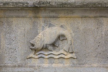 Mariacka street, tipik dekoratif orda öyle, kabartma cephesinde, ana şehir, Gdansk, Polonya