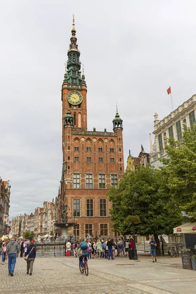 Gdansk Polonia Junio 2018 Vista Sobre Mercado Largo Ayuntamiento Esta —  Fotos de Stock