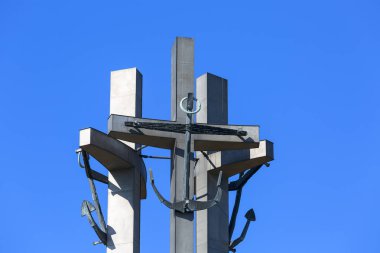 Gdansk, Polonya - 6 Haziran 2018: Anıt Gdansk Tersanesi, daha önce Lenin tersane yanındaki düşmüş tersane işçileri 1970