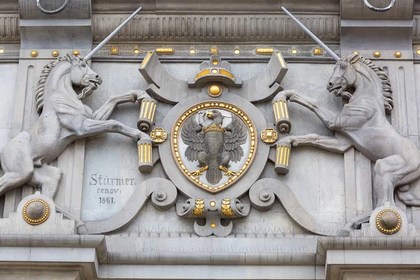 Gdansk Polonia Junio 2018 Bajorrelieve Decorativo Fachada Edificio Histórico Centro — Foto de Stock