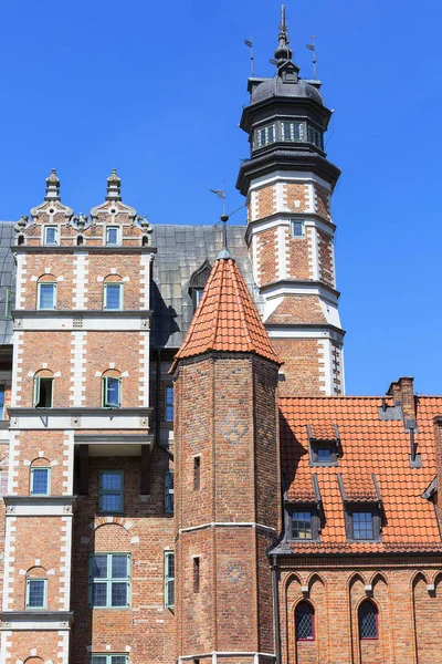 Old Colorful Townhouses Long Embankment Street Boulevards Motlawa River Gdansk — Stock Photo, Image