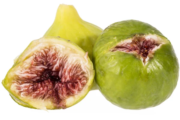 Fresh Green Figs Isolated White Background Close Food Photo — Stock Photo, Image