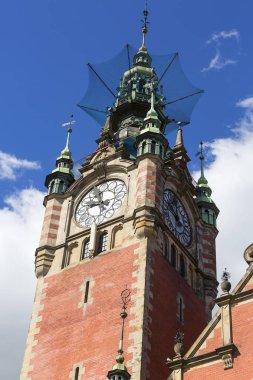 Tren İstasyonu ana Gdansk, ayrıntıları cephe, Gdansk, Polonya
