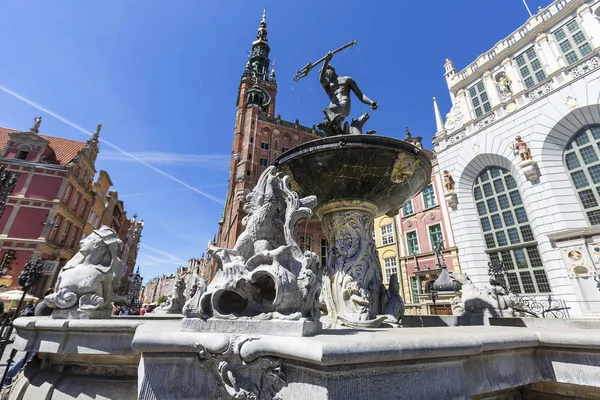 Gdaňsk Polsko Června 2018 Století Neptun Fontána Socha Dlouhé Market — Stock fotografie