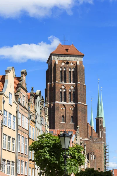 Cihlová Gotika Století Kostel Marie Exteriér Gdaňsk Polsko — Stock fotografie