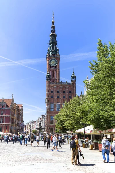 Gdansk Polonia Junio 2018 Vista Sobre Long Market Street Ayuntamiento — Foto de Stock