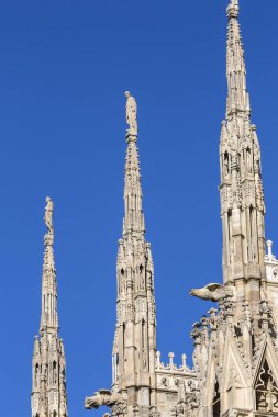 Milan Katedrali (Duomo di Milano), Gotik kilise, cephe detayları, Milano, İtalya. İtalya 'nın en büyük ve dünyanın en büyük üçüncü kilisesidir.