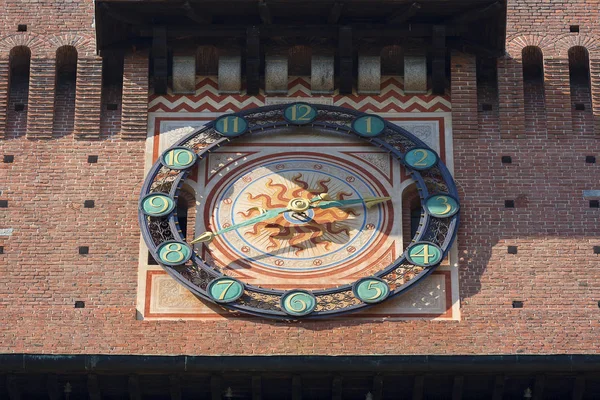 Století Zámku Sforza Castello Sforzesco Detailů Fasádě Torre Del Filarete — Stock fotografie