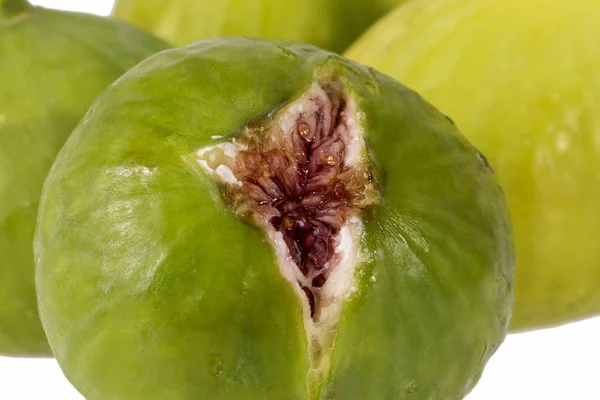 Fresh Green Figs Isolated White Background Close Food Photo — Stock Photo, Image