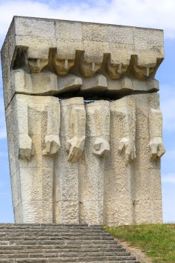 Krakow, Polonya - 10 Haziran 2018: Anıt faşizm Plaszow mağdurlarına 