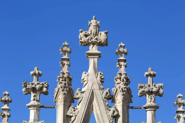 Katedra Mediolanie Duomo Milano Gotycki Kościół Szczegóły Fasady Mediolan Włochy — Zdjęcie stockowe