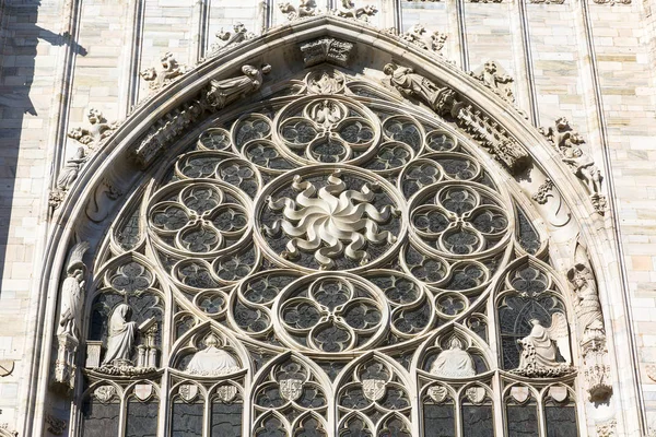 Milánó Katedrális Duomo Milano Gótikus Templom Rose Ablak Milánó Olaszország — Stock Fotó