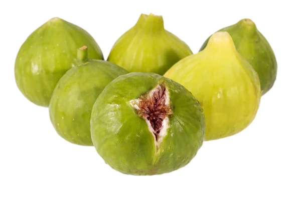 Fresh Green Figs Isolated White Background Close Food Photo — Stock Photo, Image