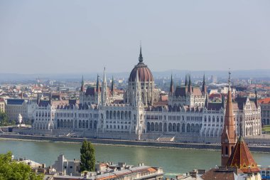 Macar Parlamento Binası ve Dunabe nehri, Fisher Bastion'dan görünüm, Budapeşte, Macaristan