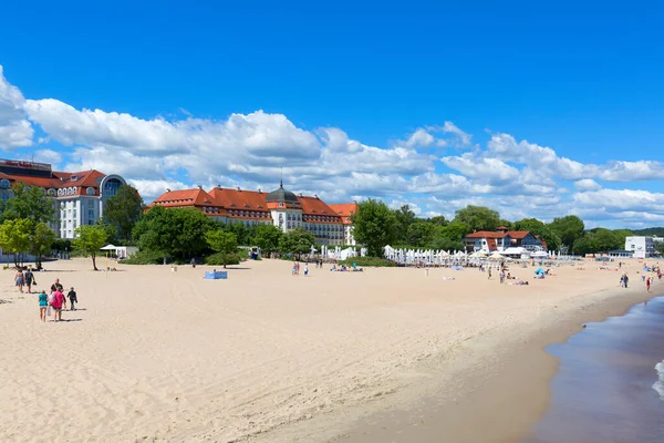 Sopot Polônia Junho 2018 Vista Sobre Famoso Grand Hotel Cais — Fotografia de Stock