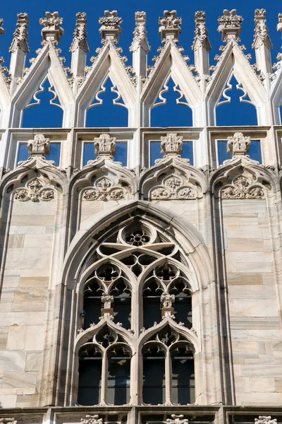 Milánská Katedrála Duomo Milano Gotický Kostel Detaily Fasády Milán Itálie — Stock fotografie