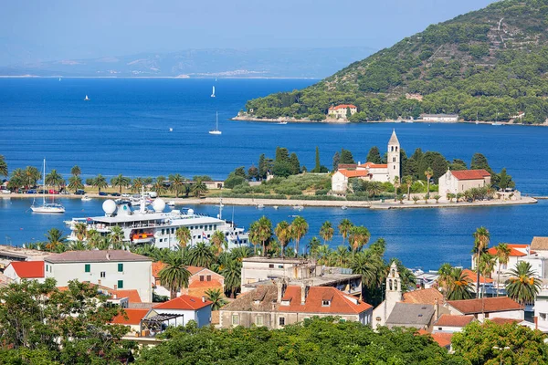 Vis Wyspa Vis Chorwacja Września 2019 Widok Lotu Ptaka Miasto — Zdjęcie stockowe