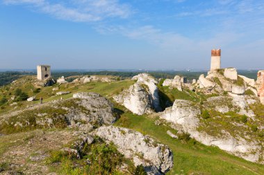 Polonya 'nın Jurassic Highland, Olsztyn, Silezya, Polonya' daki Ortaçağ Gotik Kalesi kalıntıları