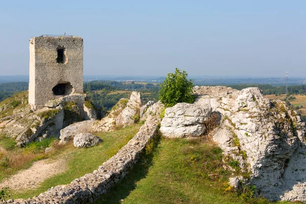 Ruïnes Van Het Middeleeuwse Gotische Olsztyn Kasteel Gelegen Het Poolse — Stockfoto