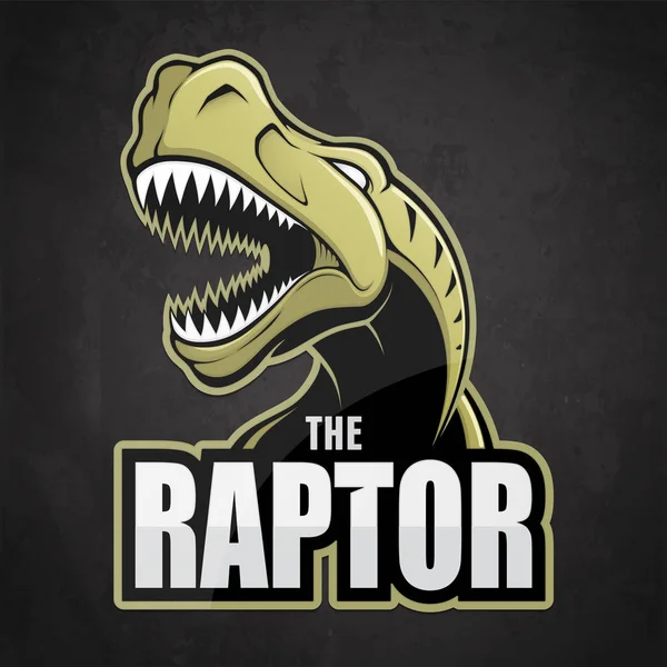 Cartoon emblem of dinosaur on a dark background. Vector illustration.