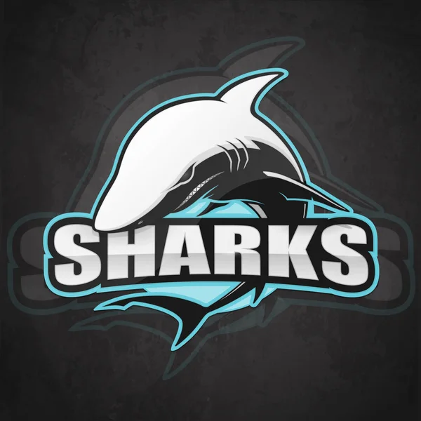 Shark logo for a sport team on a dark background. Vector illustration