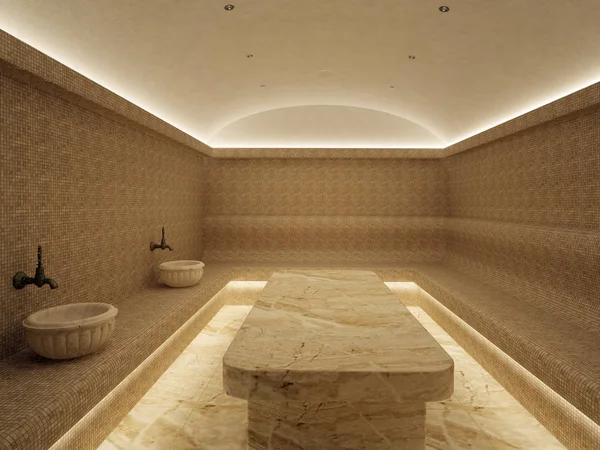 3D interieur van luxe Turks bad Hamam. — Stockfoto