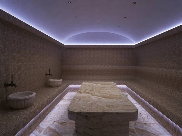 3D interieur van luxe Turks bad Hamam — Stockfoto