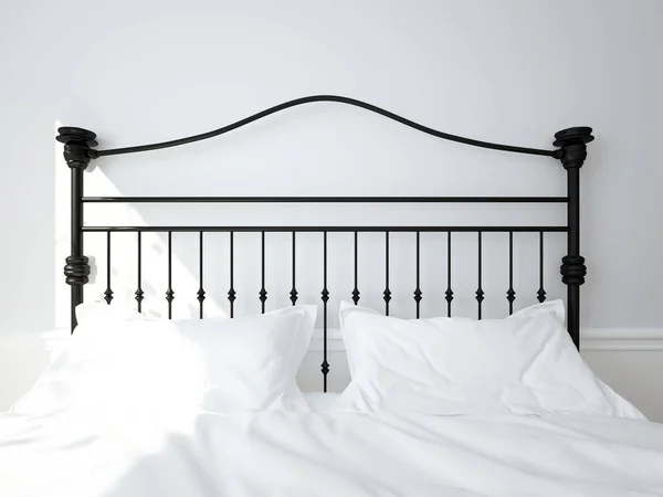 Wrought iron headboard. Double bed. 3D illustration — Stock Photo, Image