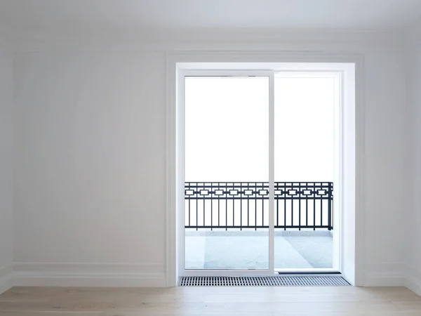 White room with balcony in new home - 3D image — Stock Photo, Image