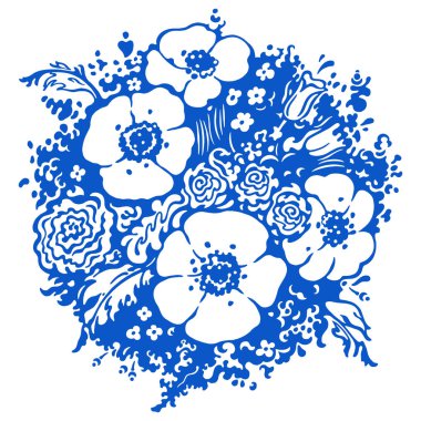 El çizilmiş kroki otlar ve kır çiçekleri buketi. Tek renkli vektör çizim.