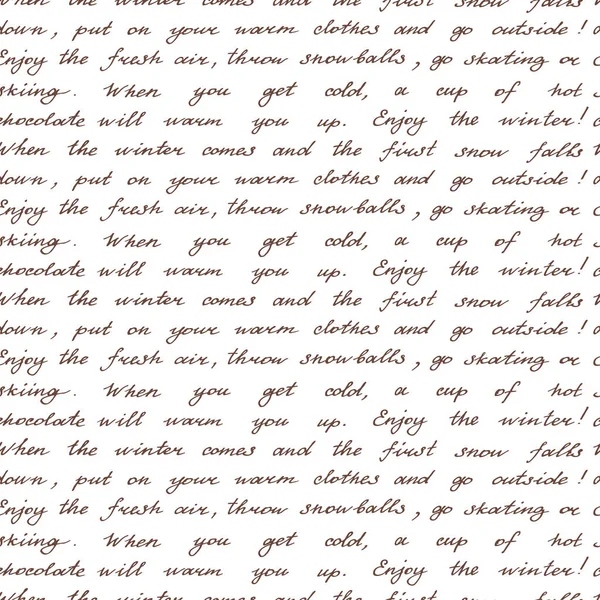 書道のシームレスなパターン ヴィンテージ手書きの手紙 白い背景に女性の手書き セピア効果 ベクターイラスト — ストックベクタ