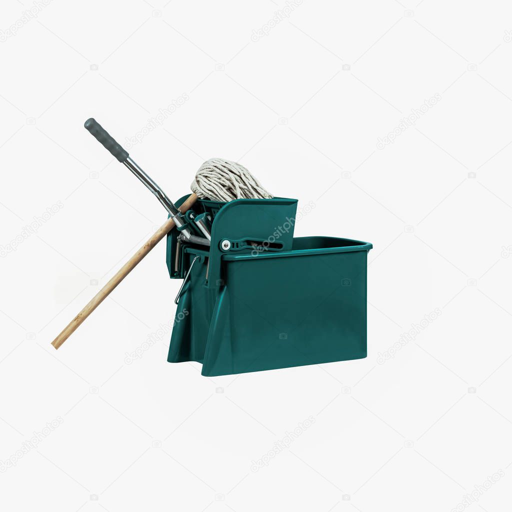 Green Industrial Heavy Duty Mop and Bucket with Wringer