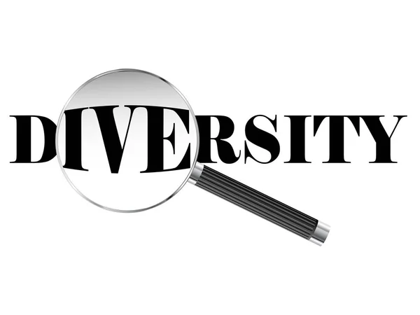 Diversity Text Viewed Magnifying Glass Illustratio — Stock Vector