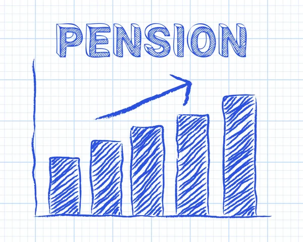 Aumento Palabra Gráfica Pensiones Fondo Papel Gráfico — Vector de stock