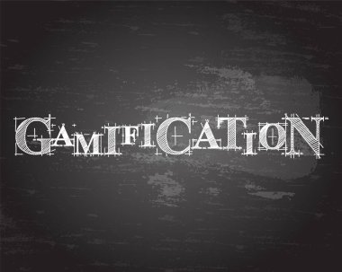 Gamification metin elle çizilmiş yazı tahtası adam üzerinde