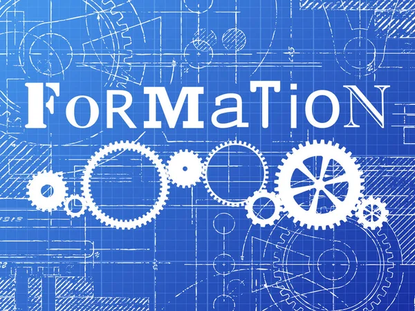 Signo Formación Ruedas Engranaje Dibujo Técnico Sobre Fondo Plano — Archivo Imágenes Vectoriales