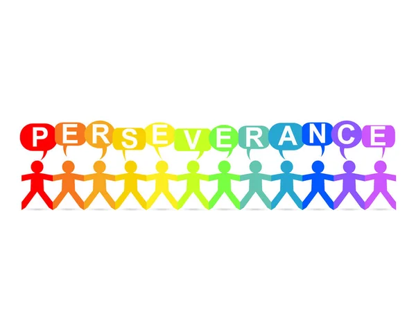 Perseverance Word Speech Bubbles Cut Out Paper People Chain Rainbow — Stock Vector