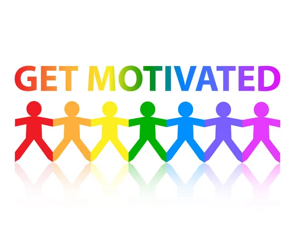 Get Motivated Cut Out Paper People Chain Rainbow Color — Stock Vector