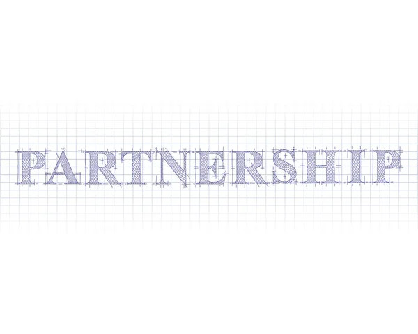 Partnerschaftswort Technischer Zeichnung Auf Graphenpapier — Stockvektor