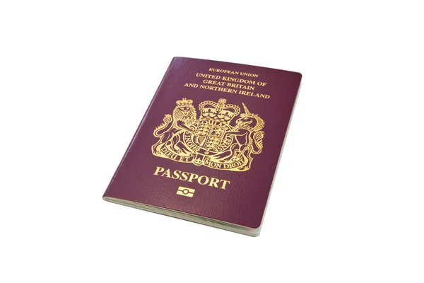 Passaporte Britânico Isolado Backgroun Branco — Fotografia de Stock