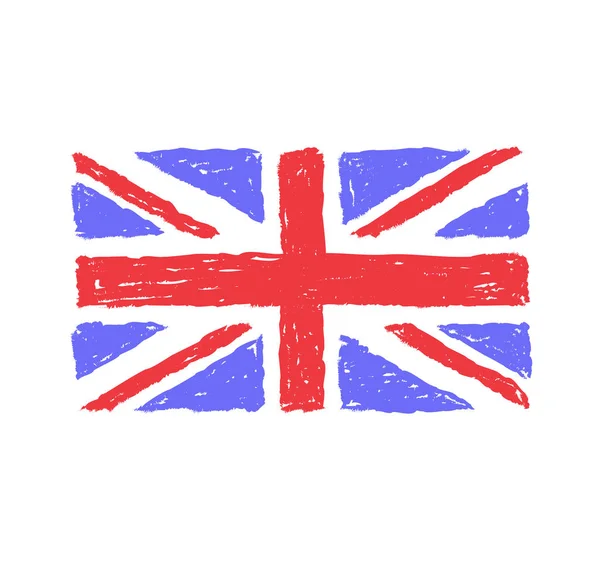 Grungy Mão Hasteada Bandeira Reino Unido Reino Unido Great Britai — Vetor de Stock