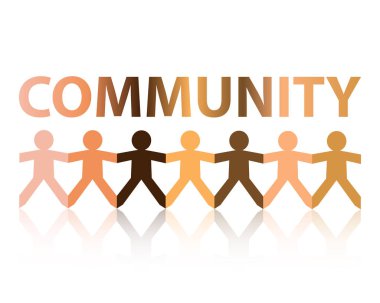 Kağıt insan zinciri farklı cilt tonu renk kesip topluluk