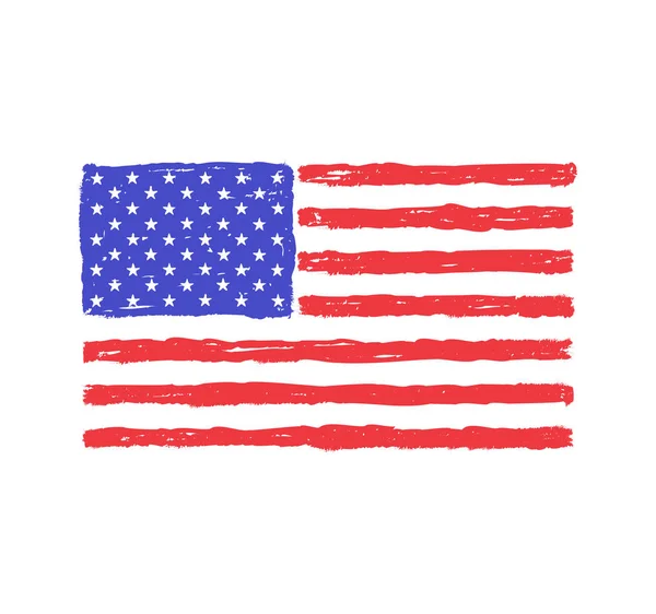 Grungy Bandera Dibujada Mano Los Estados Unidos América — Vector de stock