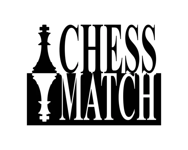 Pièces Échecs Match Texte Silhouette Noir Blanc Sig — Image vectorielle