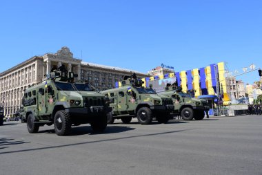 Kiev, Ukrayna - 24 Ağustos 2018: Ukrayna Bağımsızlık günü askeri geçit töreni 