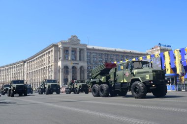 Kiev, Ukrayna - 24 Ağustos 2018: Ukrayna Bağımsızlık günü askeri geçit töreni 